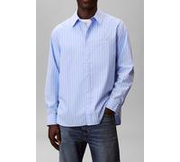 Calvin Klein Long Sleeve Yarn-dyed Stripe Washed Blue Descent size L | Casual Shirts Outlet | Men | Blue L