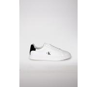 Calvin Klein Women's Cupsole Trainers Low Moire in Leather, White (Bright White/Black), 5