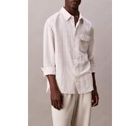 Calvin Klein Ls Linen Windowpane Brilliant White size XL | Casual Shirts Outlet | Men | White XL