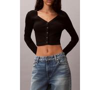 Calvin Klein Ls Woven Label 2x2 Top Black size S | Longsleeves Outlet | Women | Black S