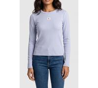 Calvin Klein Women's LS Woven Label 2X2 Rib Crew TOP LV047E205G Other Tops, Purple (Casual Blue), S