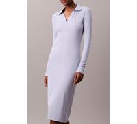 Calvin Klein Women's Polo Dress Woven Label Midi Ribbed, Blue (Casual Blue), M