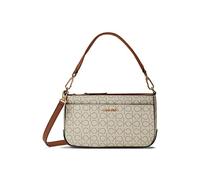 Calvin Klein Lucy Triple Compartment Shoulder Bag, Vanilla/Khaki/Caramel Embossed, One size