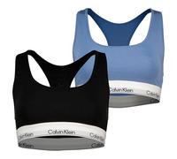 Calvin Klein Women's Bralette 2Pk LV00QF8494 Bralette, Multi (Black/Blue Tulip), S