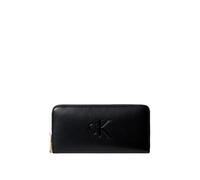 Calvin Klein Women's Bold Long Zip Around Purse with Logo, Black (Black), One Size