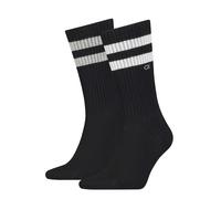 Calvin Klein male 2 Pack Striped Cuff Cotton Rich Sports Socks - 9-11 - Black, Black,Grey Mix,White Mix