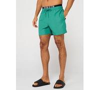 Calvin Klein Medium Double Waistband Swimshorts - Green, Green, Size M, Men Green