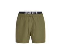 Calvin Klein Medium Leg Length Double Waistband Swim Shorts, Burnt Olive - Medium