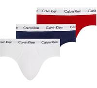 Calvin Klein U2661G-I03 100% Authentic Mens Cotton HIP Briefs- White/Navy/Red