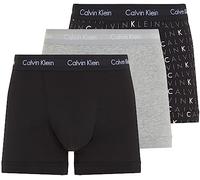 Calvin Klein Men Boxer Short Trunks Stretch Cotton Pack of 3, Multicolor (Black/Grey Heather/Subdued Logo), S