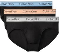 Calvin Klein Men HIP BRIEF 3PK BLACK (Black Bodies w/Gulf Blue/Light Cas) M