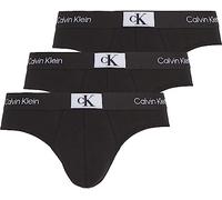 Calvin Klein Men Hip Briefs Stretch Cotton Pack of 3, Black (Black/Black/Black), L