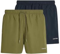 Calvin Klein Men’s 2 Pack Medium Drawstring Swim Shorts, Multicolor (Dark Sapphire/Burnt Olive), M