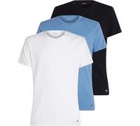 Calvin Klein Men’s 3 Pack Basic Short Sleeve Crew Neck T-Shirts, Multicolor (Black W Blue Descent Emb/Blue Desce), S