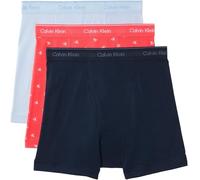 Calvin Klein Men’s 3 Pack Boxer Briefs with Logo Waistband, Multicolor (Shoreline/Diamond Logo Punch Pink/B), M