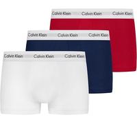 Calvin Klein Men’s 3 Pack Low Rise Trunks, Multicolour (White/Red Ginger/Pyro Blue), XS