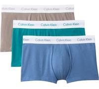 Calvin Klein Men’s 3 Pack Low Rise Trunks Underwear, Multicolor (Driftwood W White Wb/Moonlight Blu), XS