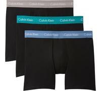 Calvin Klein Men’s 3 Pack Stretch Boxer Briefs, Khaki (BLACK W DRIFTWOOD WB/MOONLIGHT BLU), S