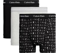 Calvin Klein 3 Pack Trunks - Plain/Print, Black/Grey, Size L, Men Black/Grey