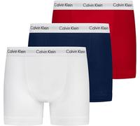 Calvin Klein Men’s 3 Pack Trunks Underwear, Multicolor (White/Red Ginger/Pyro Blue), L