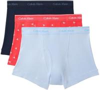 Calvin Klein Men’s 3 Pack Trunks with Logo Waistband, Multicolor (Shoreline/Diamond Logo Punch Pink/B), S