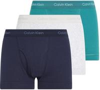 Calvin Klein Men’s 3 Pack Trunks with Logo Waistband, Multicolor (Shoreline, Snow Hthr, Lively Teal), XL