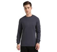 Calvin Klein Men’s Badge Cotton Waffle Long Sleeve Top, Blue (India Ink), XXS