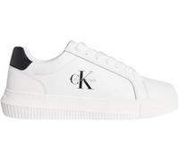 Calvin Klein Men’s Chunky Mono Leather Cupsole Trainers, White (Bright White/Black), 12