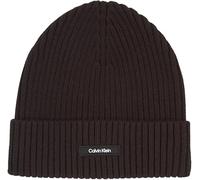 Calvin Klein Men’s Classic Cotton Rib Knitted Beanie, Black (Ck Black), One Size