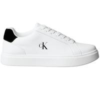 Calvin Klein Men’s Classic Lace-up Leather Cupsole Trainers, White (Bright White/Black), 6