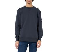 Calvin Klein Men’s Crew Neck Badge Cotton Sweatshirt, Blue (India Ink), XS