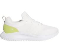Calvin Klein Men’s EVA Tech Knit Runner Trainers with Logo, White (Bright White//Wild Lime/Rubber), 6