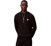 Calvin Klein Men’s Jumper with Zip Cotton Waffle in Cotton, Black (Black), M