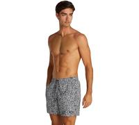 Calvin Klein Men’s Medium Drawstring Swim Shorts with Logo Print, Multicolor (Black Granite AOP), M