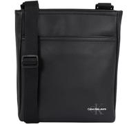 Calvin Klein Men’s Mono Logo Flat Pack Faux Leather Shoulder Bag, Black (Black), One Size