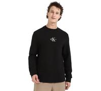Calvin Klein Men’s Monologo Waffle Round Neck Sweatshirt, Black (Ck Black), XS