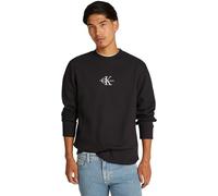 Calvin Klein Men’s Monologo Waffle Round Neck Sweatshirt, Black (Ck Black), XXL