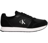 Calvin Klein Men’s Retro Sock Lace-Up Runner Trainers with Logo, Black (Black/Bright White), 8