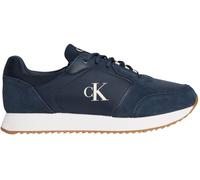 Calvin Klein Men’s Retro Sock Lace-Up Runner Trainers with Logo, Multicolor (Calvin Navy/Bright White/Gum), 6