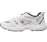Calvin Klein Men’s Retro Tennis Mesh Sporty Runner Trainers, White (Bright White/Black), 12