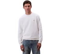 Calvin Klein Men’s Round Neck Terry Badge Sweatshirt, White (Bright White), S