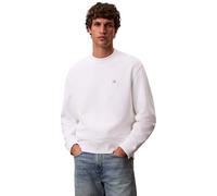 Calvin Klein Men’s Round Neck Terry Badge Sweatshirt, White (Bright White), XXL