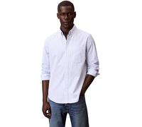 Calvin Klein Men’s Shirt Stripe Oxford Classic with Chest Pocket, Blue (Blue Descent), XL