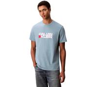 Calvin Klein Men’s Short Sleeve Redbox Graphic T-Shirt with Logo, Blue (Smoke Blue), L