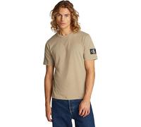 Calvin Klein Men’s Short Sleeve Regular T-Shirt with Logo Badge, Beige (Tree House), XXL