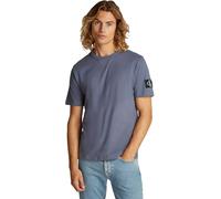 Calvin Klein Men’s Short Sleeve Regular T-Shirt with Logo Badge, Blue (Grisaille), XS