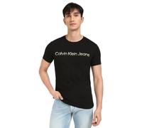 Calvin Klein Men’s Short Sleeve Round Neck Two Tone Institutional T-Shirt, Black (Ck Black), S