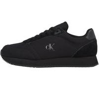 Calvin Klein Men’s Sock Lace-Up Canvas Runner Trainers with Logo, Black (Triple Black), 12