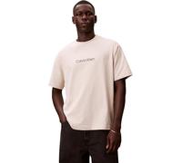 Calvin Klein Men’s T-Shirt Short Sleeve Standard Logo with Round Neckline, Beige (Oatmeal), 3XL