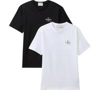 Calvin Klein Men’s T-Shirts Short Sleeve Classic Micro Monologo with Round Neckline, Black (Black/Bright White), S